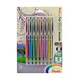 Pentel Arts Slicci Metallic 0.8 mm Needle Tip Gel Pen, Assorted Colors, 8 Pack (BG208BP8M) – view 1