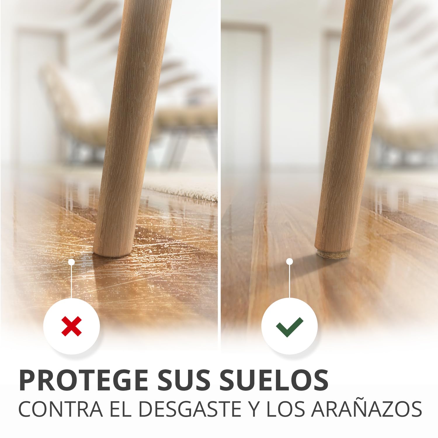 Almohadillas de Fieltro X-PROTECTOR - 8 pz Fieltro Adhesivo Premium 20 x 15 cm Beige - Fieltros para Sillas – Protectores de Suelo para Muebles - Tapones para Patas de Sillas