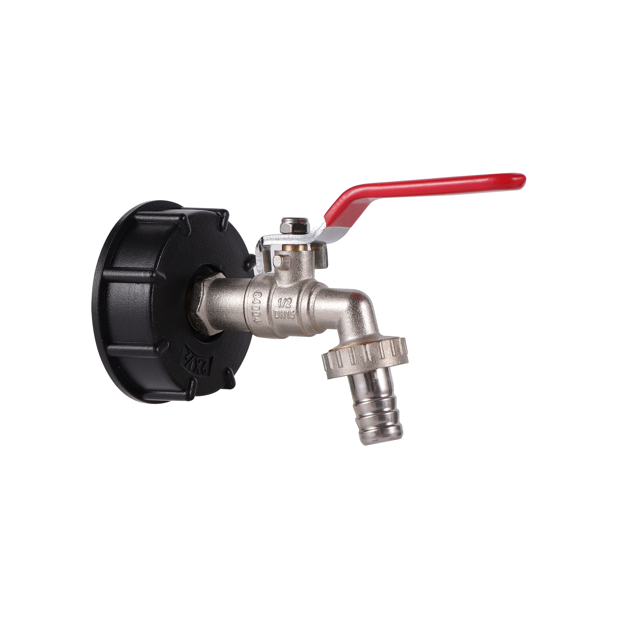 Adapter do kranu zbiornika IBC, nawadniania ogrodu, 1/2" męski, ze stopu metali, pralki, z zaworem włączającym/wyłączającym(8291)