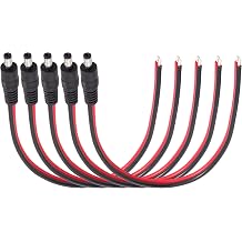 5PCS 1FT 14AWG 5.5mm x 2.1mm DC Power Pigtails Cable, 20A DC5521 Male Plug to Bare Wire Repair Cable for CCTV Security Camera,DVR,LED Strip Light Power Supply