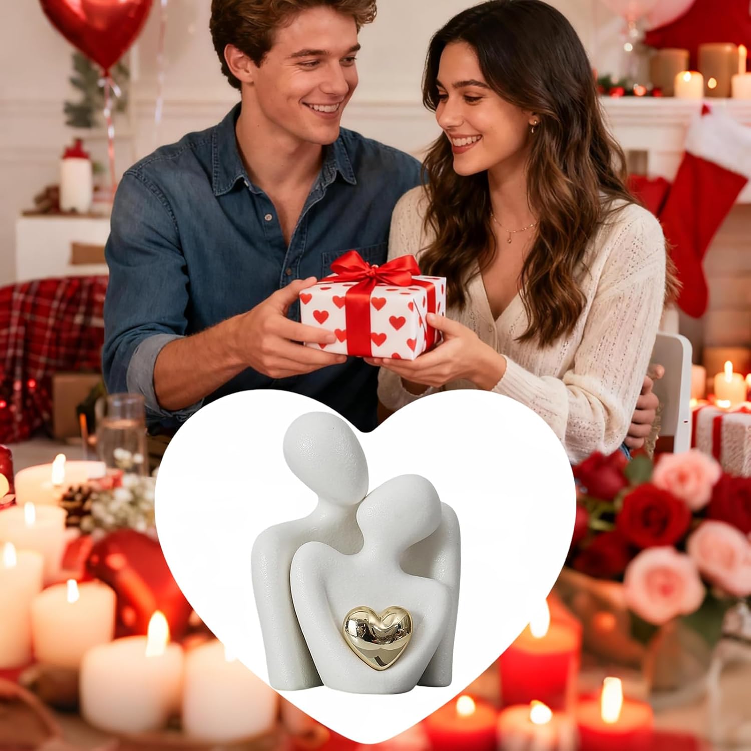 Hugging Couple Statues Ceramic for Home Decor, Coffee Table Decor, Modern Home Decor Lover Statues, Room Decor, Romantic Gifts for Valentine, Anniversary, Birthday - Image 7