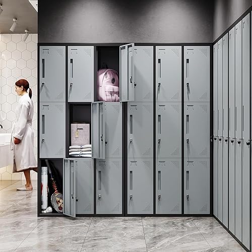 Vista 92 de Letaya Armario de almacenamiento de metal para empleados, armario organizador de acero con cerradura de 1 puerta para trabajo, escuela, gimnasio