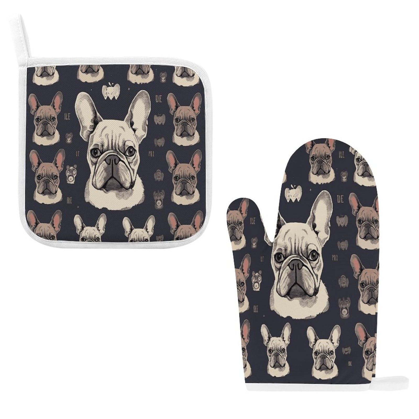 Btcowzrv Style I Love French Bulldog Oven Mitts And Pot Holders 2Pcs Set