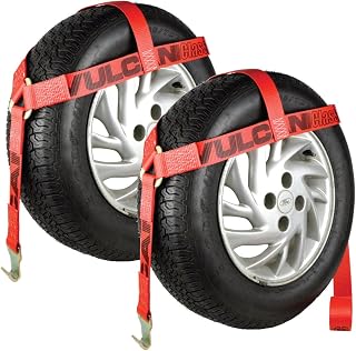VULCAN Wheel Dolly Tire Harness with Flat Hooks - Bonnet Style - Classic Red - 2 Pack - 1,665 Pound Safe Working Load