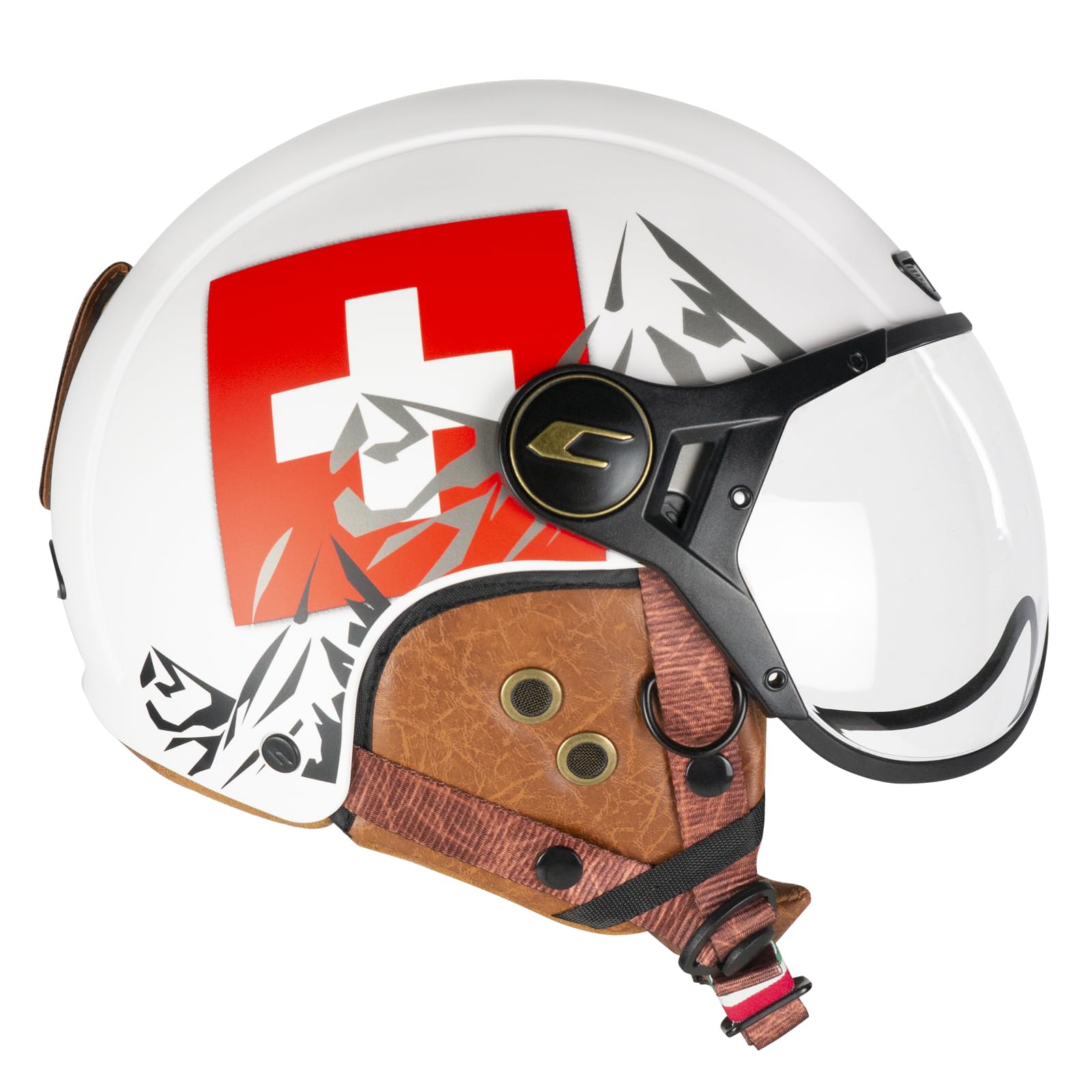 CGM Casco Bici, sci, E-bike, 801C EBI SVIZZERA Bianco Rosso opaco, XXL (61cm)