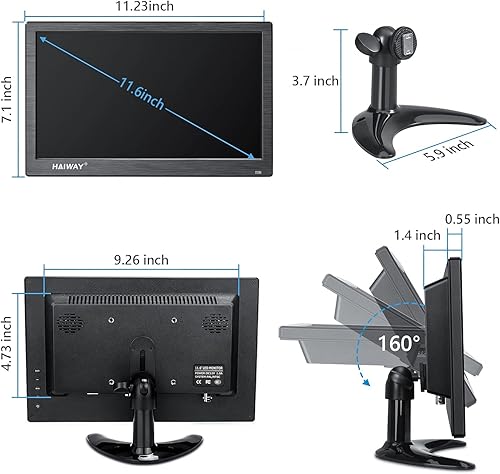Miniatura 35 de Monitor de seguridad de 10.1 pulgadas, resolución de 1024 x 600, pequeño monitor HDMI, monitores de computadora pequeños con control remoto