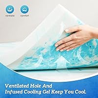 Vista 2 de Sweetcrispy - Cubrecolchón de espuma viscoelástica de 2 pulgadas, con infusión de gel refrescante para cama tamaño individual, sofá cama, RV