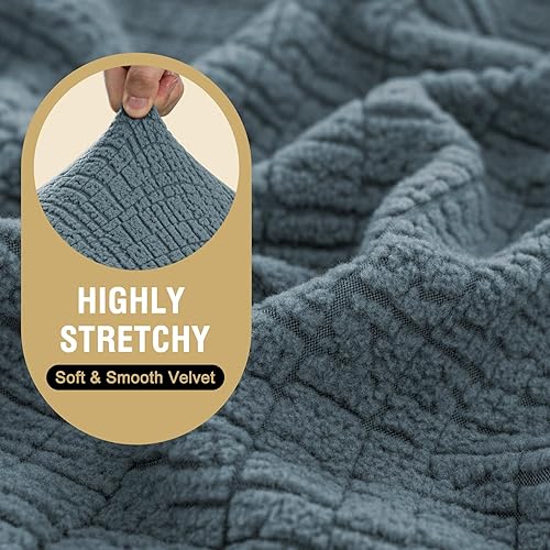 Miniatura 5 de H.VERSAILTEX Fundas de cojín individuales superelásticas de jacquard para sofá, protector de muebles de elastano, fundas suaves y gruesas, fácil de