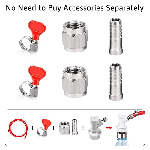 Miniatura 3 de MRbrew Juego de desconexión de cerradura de bola, con acero inoxidable de 5/16 pulgadas de gas y púas líquidas de 1/4 pulgadas y 2 abrazaderas de