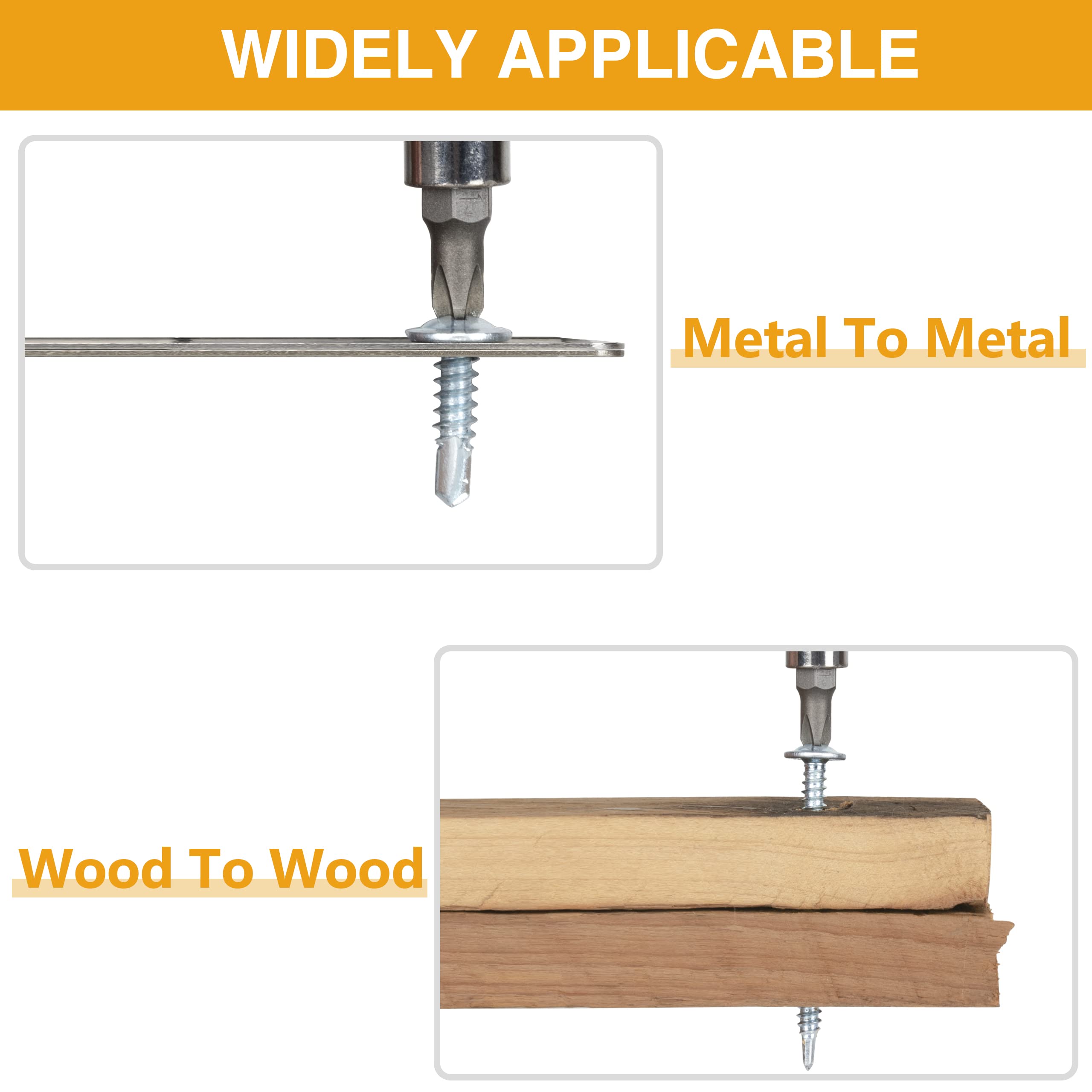 KURUI Blechschrauben Sortiment Blechschrauben Sortiment Blechschrauben Set für Metall, Holz und Kunststoff, 125 Stück verzinkte Blechschrauben in 5 Größen (1/2, 3/4, 1-1/4, 1 Zoll, 2