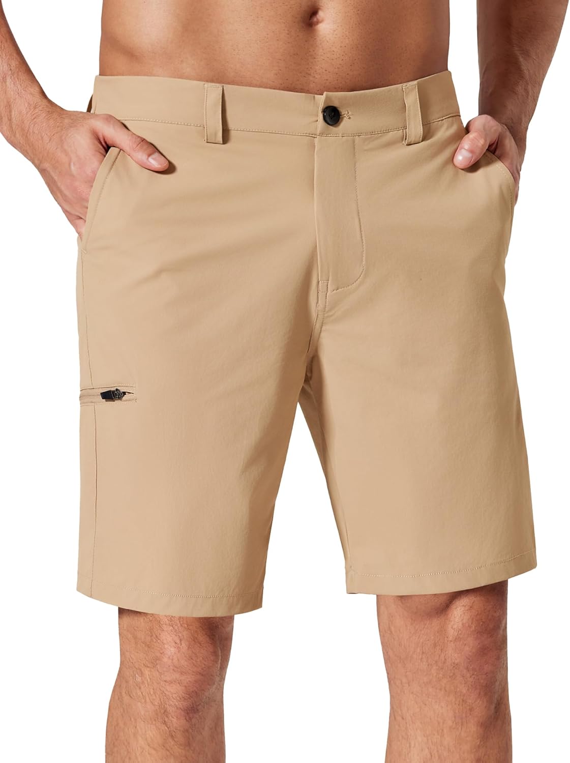 COOFANDY Mens Casual Golf Shorts 9" Stretch Lightweight Quick Dry Summer Hiking Travel Shorts with Zipper Pockets
