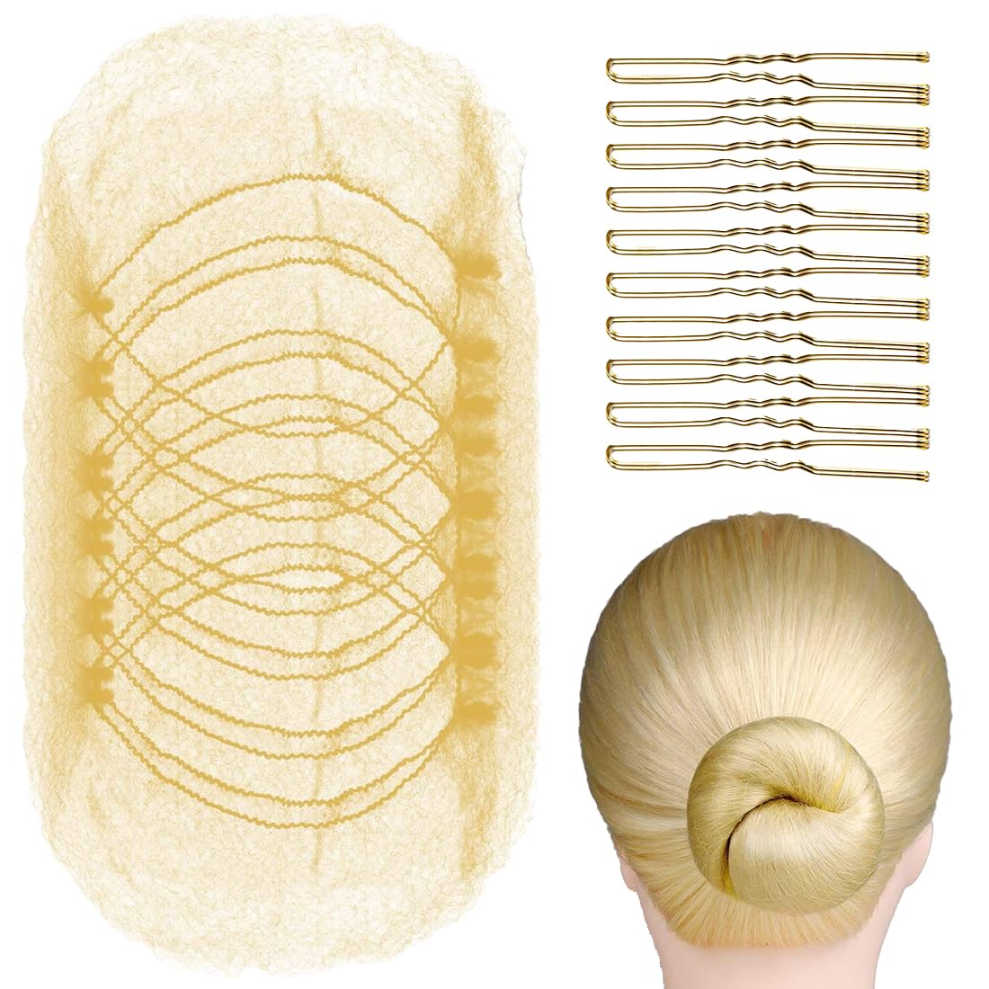 Retine Capelli Chignon 20 Pezzi Invisibili 40 Forcine Capelli Forma U Elastiche Oro