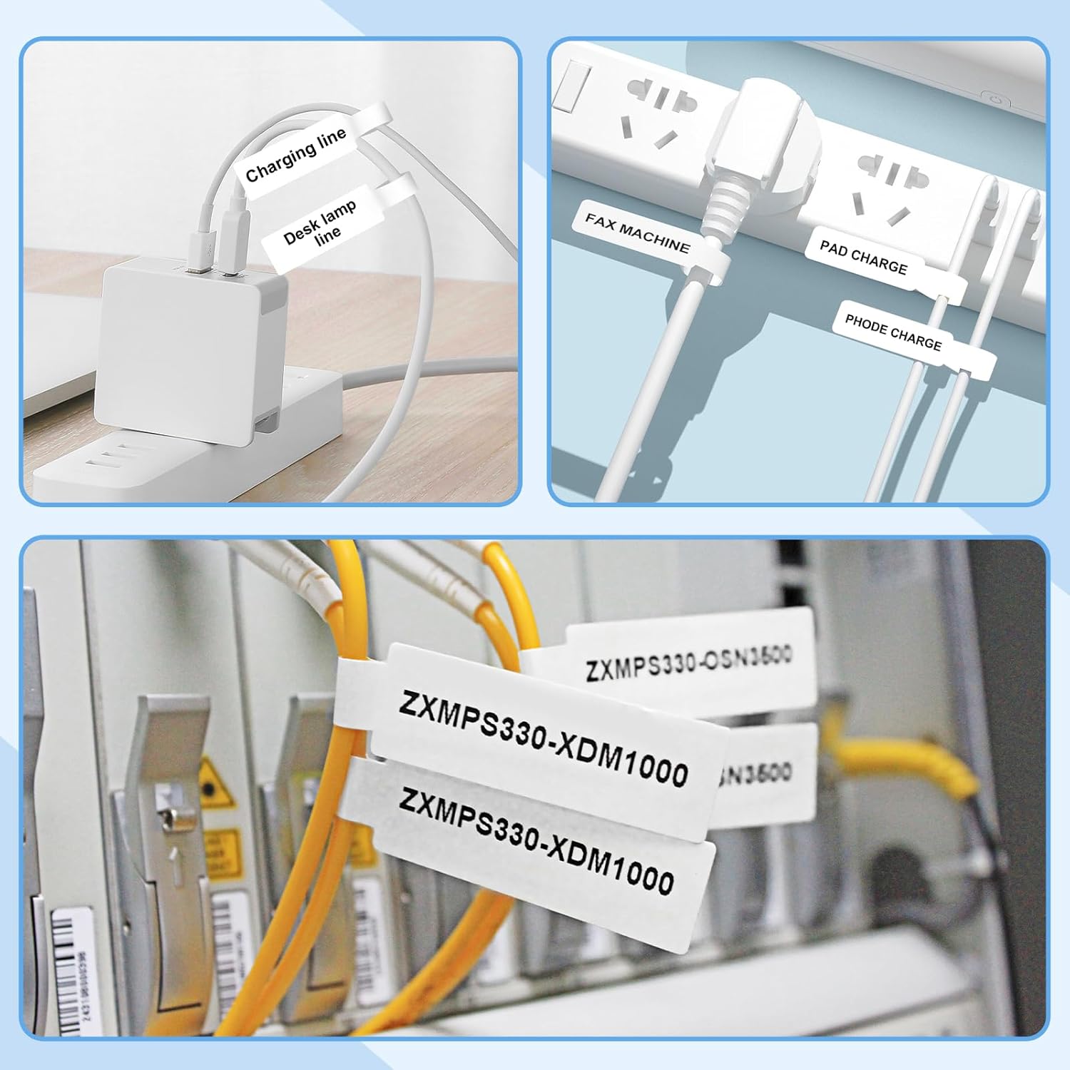 NIIMBOT D11 Label Tape D110 Label Maker Papers 3Rolls Cable Labels, Self-Adhesive Labeling Tape 0.47" X 4.29" (12 X 109mm) Cable Label Refills for Home Office Circuit Box, 195 Labels/3Rolls, White - Image 3