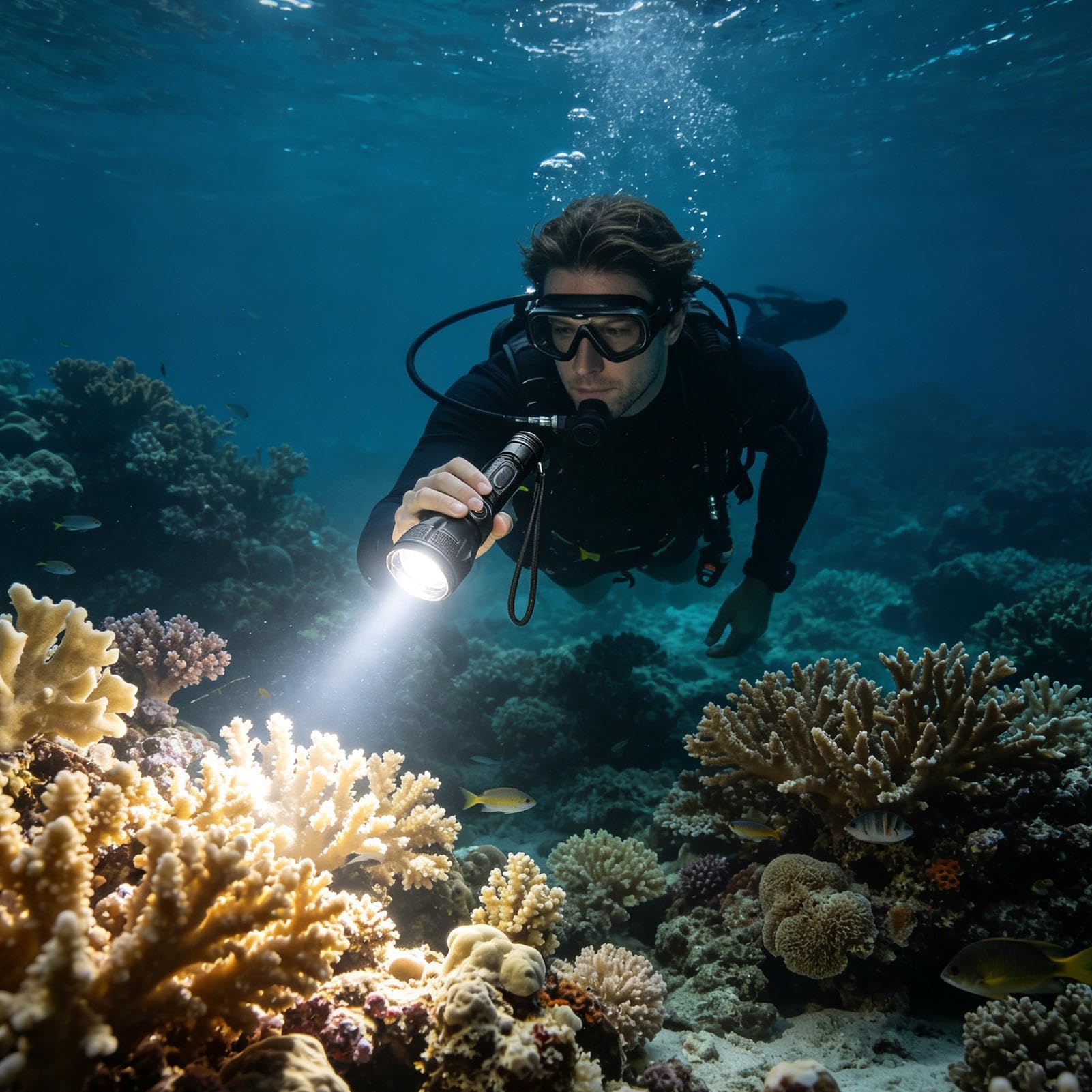 Torcia elettrica impermeabile 3 Modalità di Illuminazione Ricaricabile | Torcia LED Flash da Esterno per la Sicurezza in Snorkeling Notturno e in Sport all'aperto
