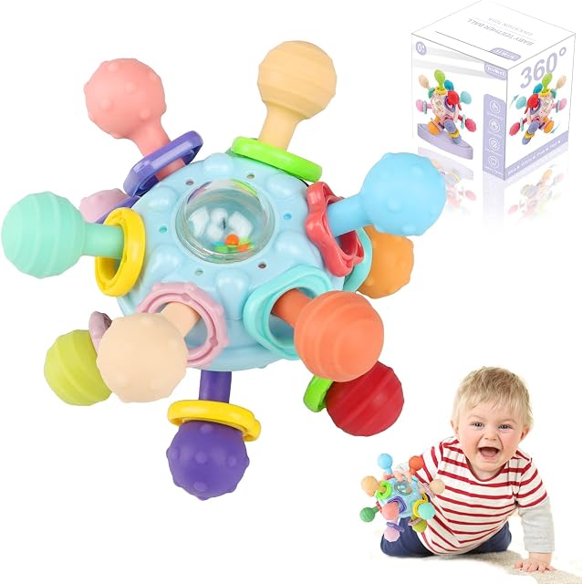 Joozmui Sensory Toys for Babies, Baby Toys 0-6 Months Montessori Toys for Babies 6-12 Months Baby Rattle Toddler Toys for 1 Year Old Boys Girls Baby Rattle Gifts Teething Toys