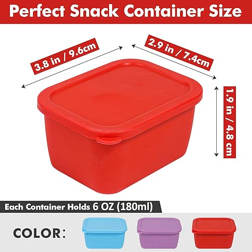 Miniatura 3 de KOLUTI Paquete de 3 recipientes pequeños de silicona para aperitivos, 6 onzas, apilables, salsa de puré, condimentos, almacenamiento de alimentos,