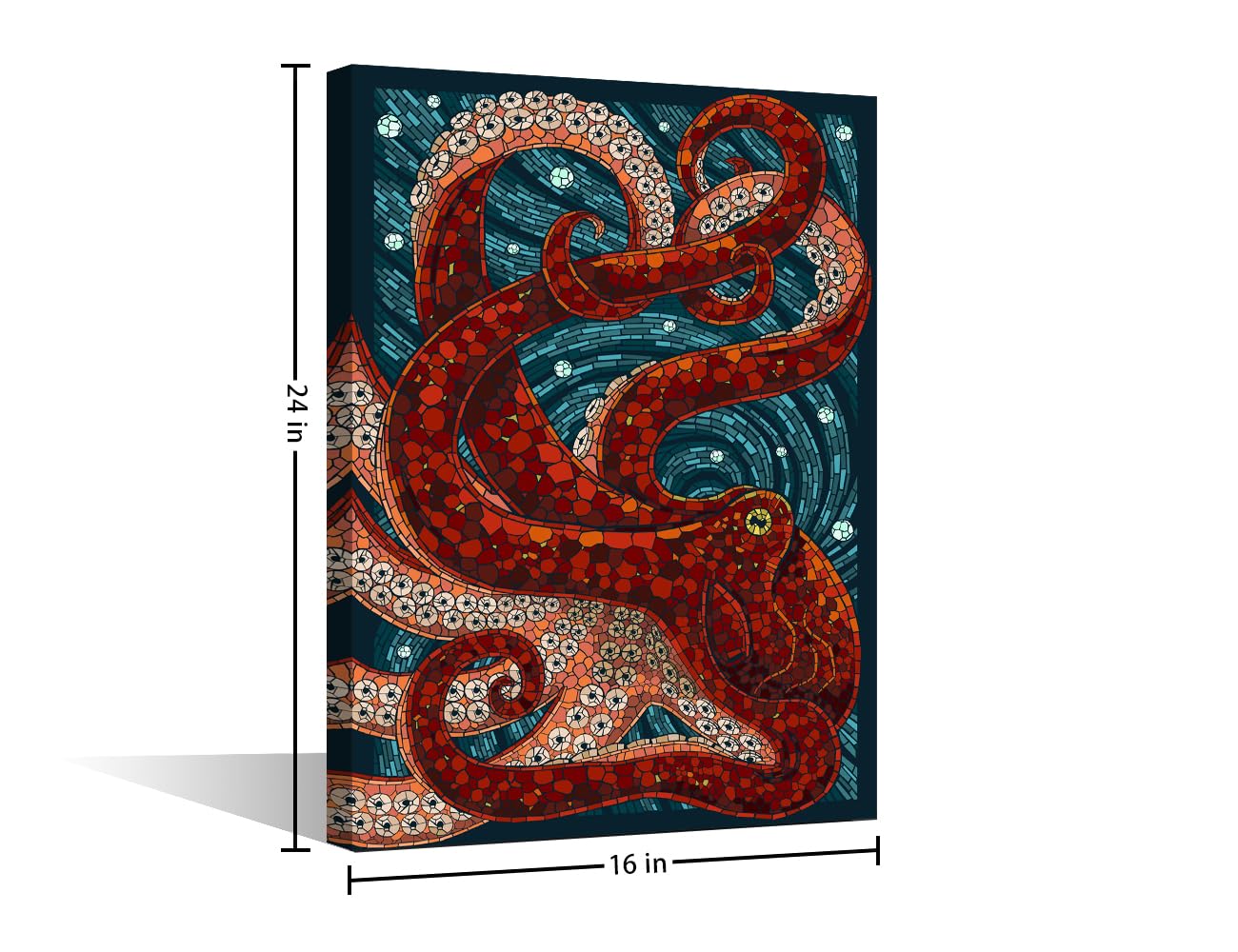 TISHIRON Abstract Wall Art Octopus Painting Wall Art for Living Room Modern Artwork for Walls Canvas Art Wall Decor for Bedroom Office Wall Art Canvas Frame Ready to Hang (24x16in) - Image 2