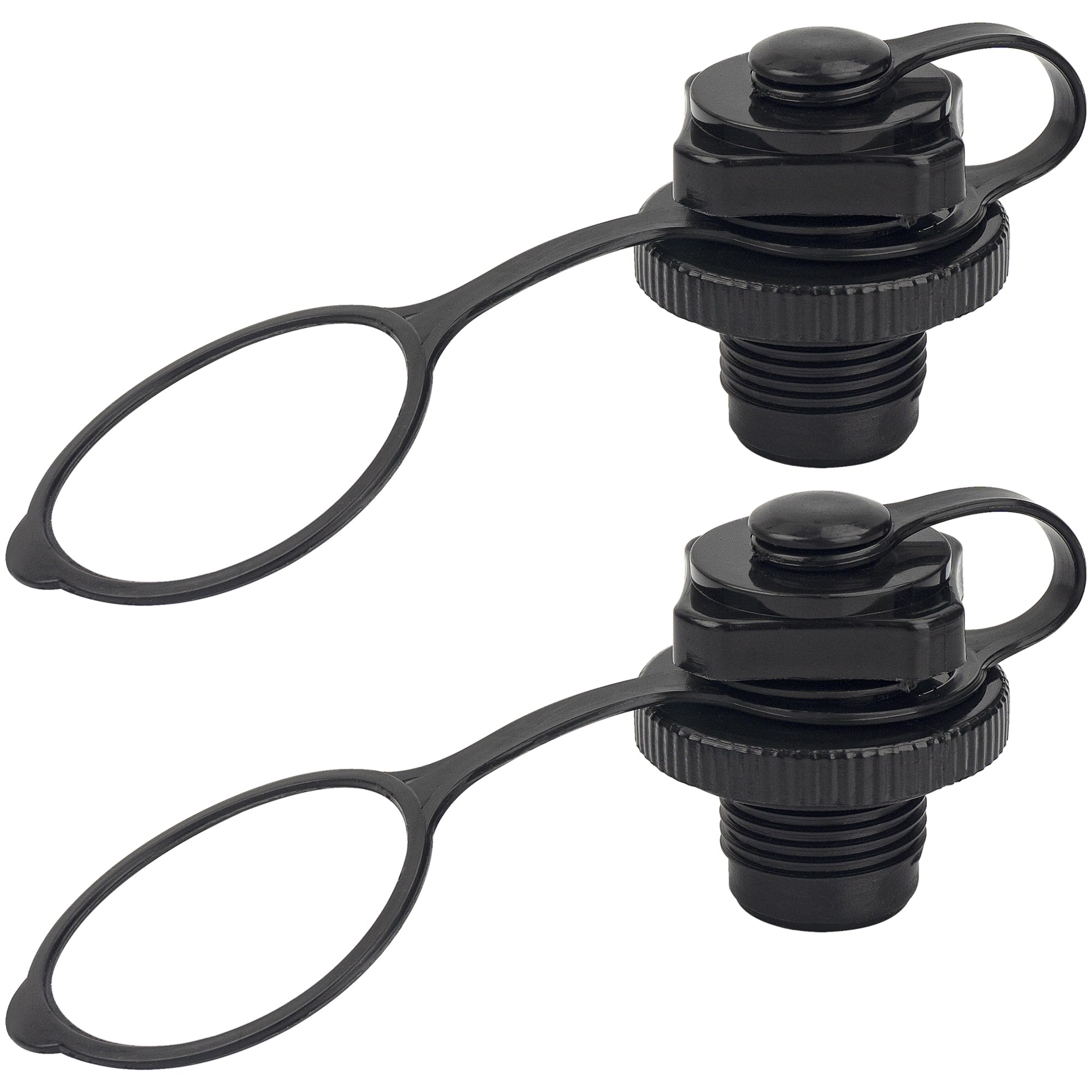 Omoojee 2 Pcs Inflatable Boat Valve, Spiral Air Plug Boat Replacement Cap, Kayak Accesories, Leak-Proof (Black)
