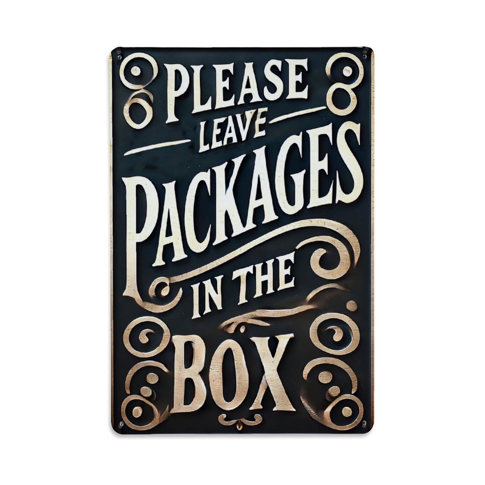Jdyaojiesheng Vintage Please Leave Packages In The Box Tin Sign Retro Metal Wall Decor Metal Poster, Home Bar Garage Farmhouse Cafe Wall Art Decoration 8X12inches