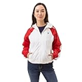 Womens Hooded Raglan Sleeve Varsity Windbreaker W/Piping Poly Mesh Lining