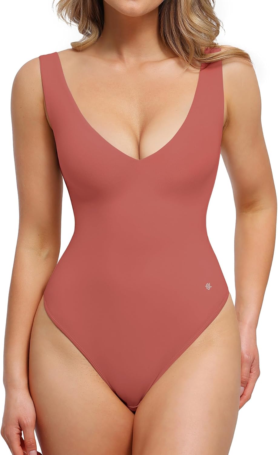 Popilush Body Suits for Women - Going Out Tank Tops - Plunge Deep V Neck Backless Sleeveless Tummy Control Shapewear Bodysuit