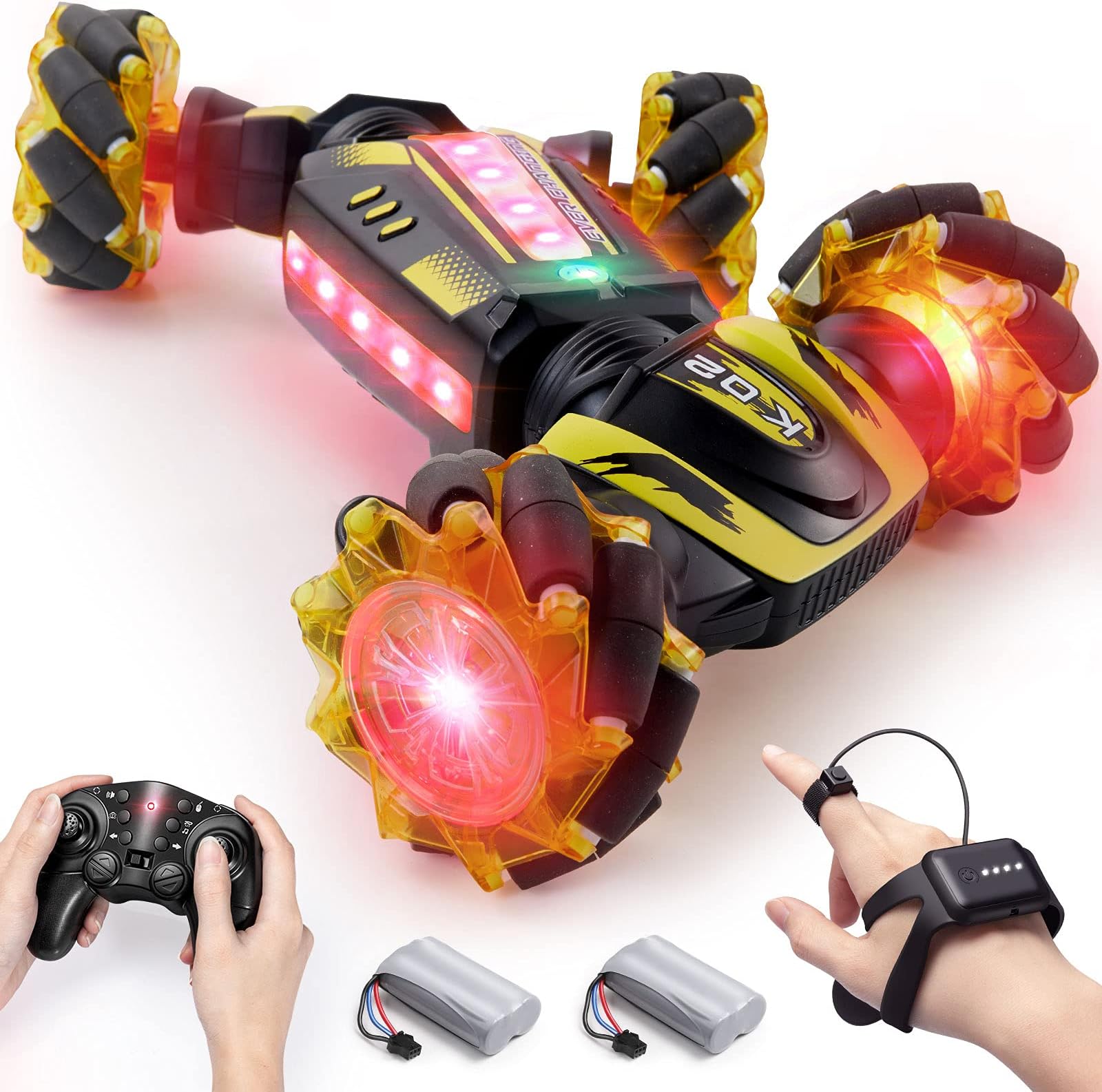 DODOELEPHANT Gesture Sensing RC Stunt Car, 1:12 Large Drifting Remote Control Car with Watch Hand Controlled, 4WD 12.5MPH Fast On/Off Road RC Cars Toys for Boys Adults Kids