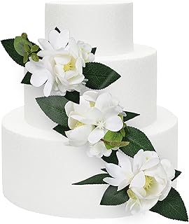 Rinlong 3Pcs Pre-made White Magnolia Cake Flowers Cake Toppers Decoratio...