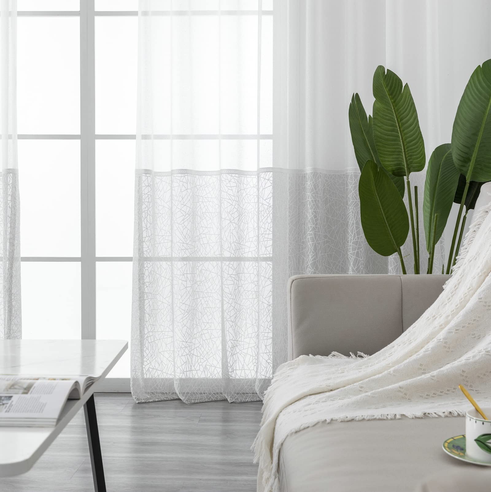 Cortinas Ojales 214x160cm Cortinas De Gasa Blanca Con Lunares 2 Piezas  107x160cm - Homxi Con Ojales Cortinas Homxi Calidad, image size:1600x1604