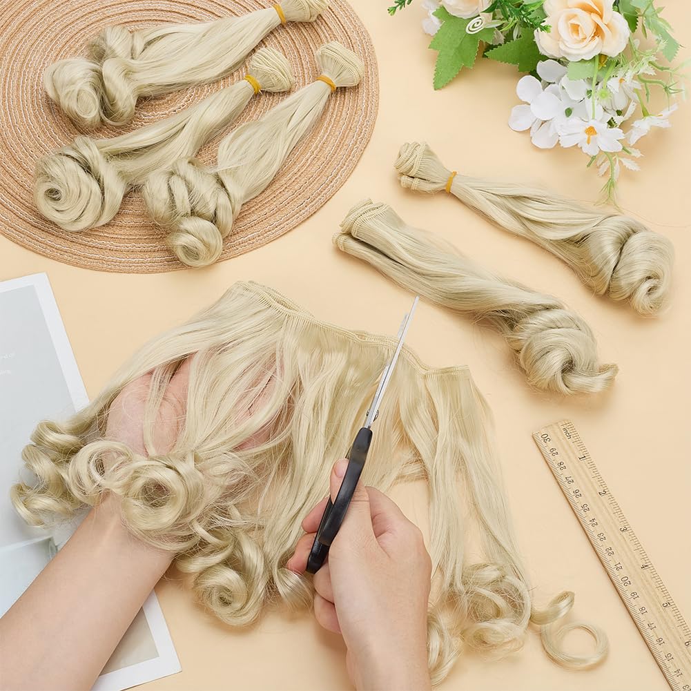 CRAFTYMELODY 6 Pcs Wig 200mm Curly Wigs Long Hair Extension Gold Color for Craft Making Kit Arts Supplies DIY Handmade Crafts - Image 3