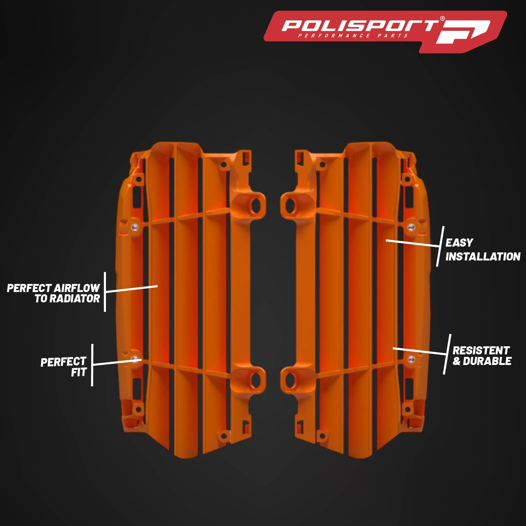POLISPORT 8500300002 Protezione radiatore moto arancione