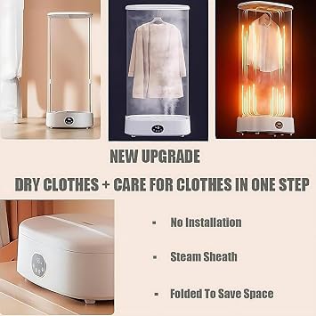 Portable Clothes Dryer, 1000W Automatic Ironing and Folding Machine with Remote Control, 360° Hot Air Circulation, Touch Screen Display, Smart Timing for Efficient Drying