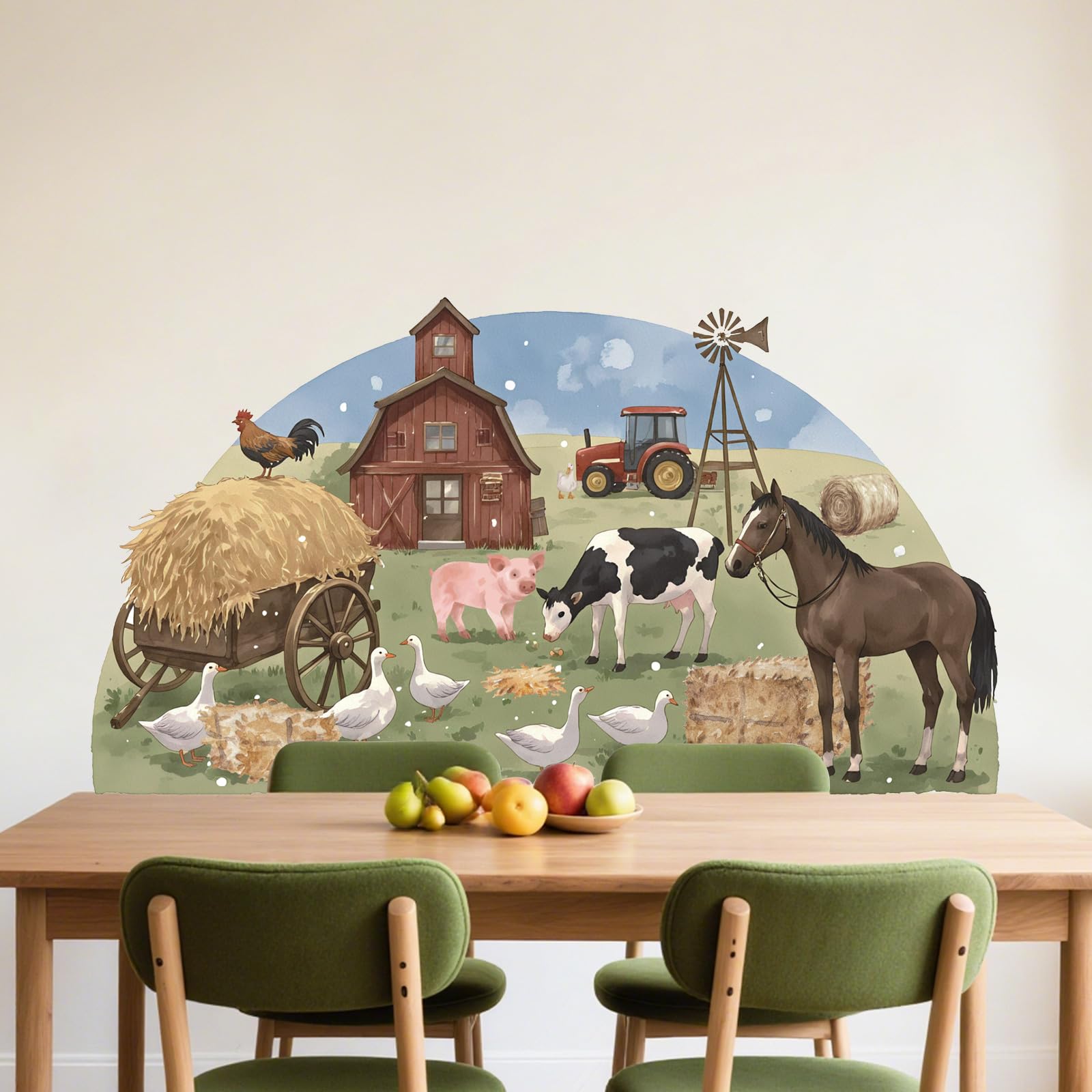 TOARTi Farm Animals Cow Horse Wall Stickers Farmhouse Roosters Peel and Stick Wall Art Decals for Kitchen Dining Room Kids Room - Image 2