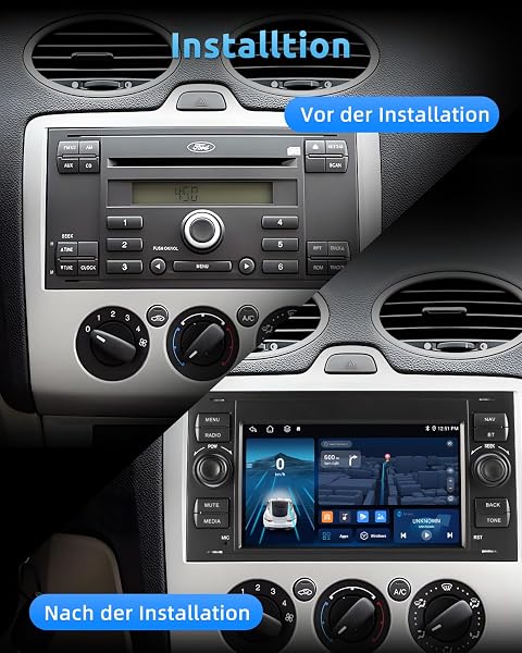 ESSGOO 2+64G Wireless Autoradio Android 14 Car Radio mit Carplay und Android Auto Für Ford Fiesta Galaxy Transit Connect MK7 Focus Fusion Kuga S/C-Max, 7 Zoll Touchscreen mit Bluetooth FM USB GPS - 3