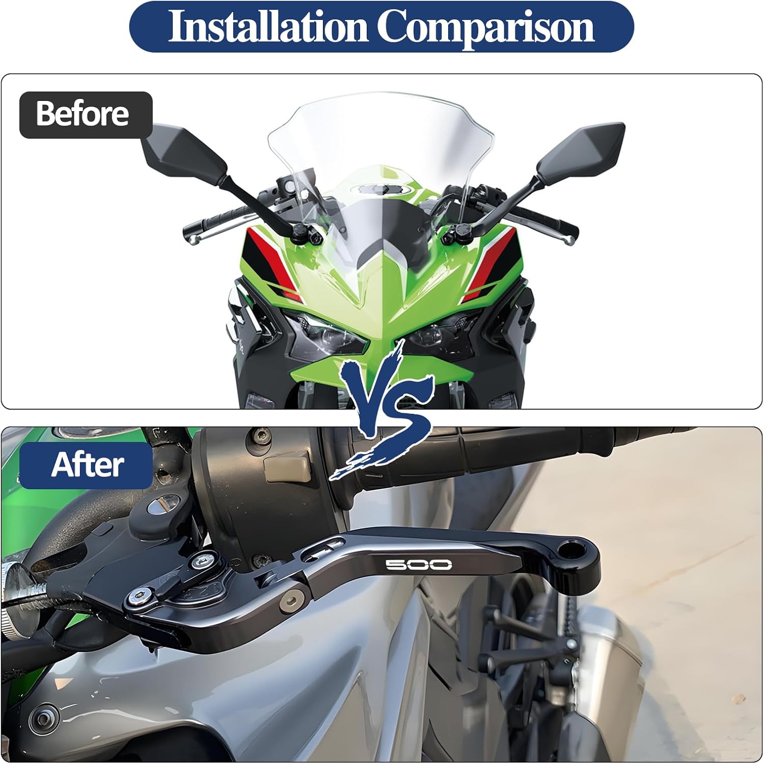 Motorcycle Brake and Clutch Lever Set Adjustable CNC Aluminum Replacement Clutch Levers for Kawasaki NINJA500 Ninja 500 Z500 Z 500 SE ABS 2024 2025(Titanium)