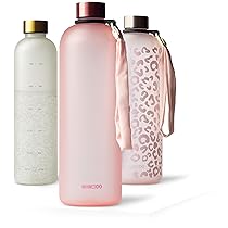 MAMEIDO Bottiglia acqua 1,5 litri, Borraccia plastica tritan a tenuta stagna, senza BPA, bottiglia motivazionale con orario (Flamingo Pink)