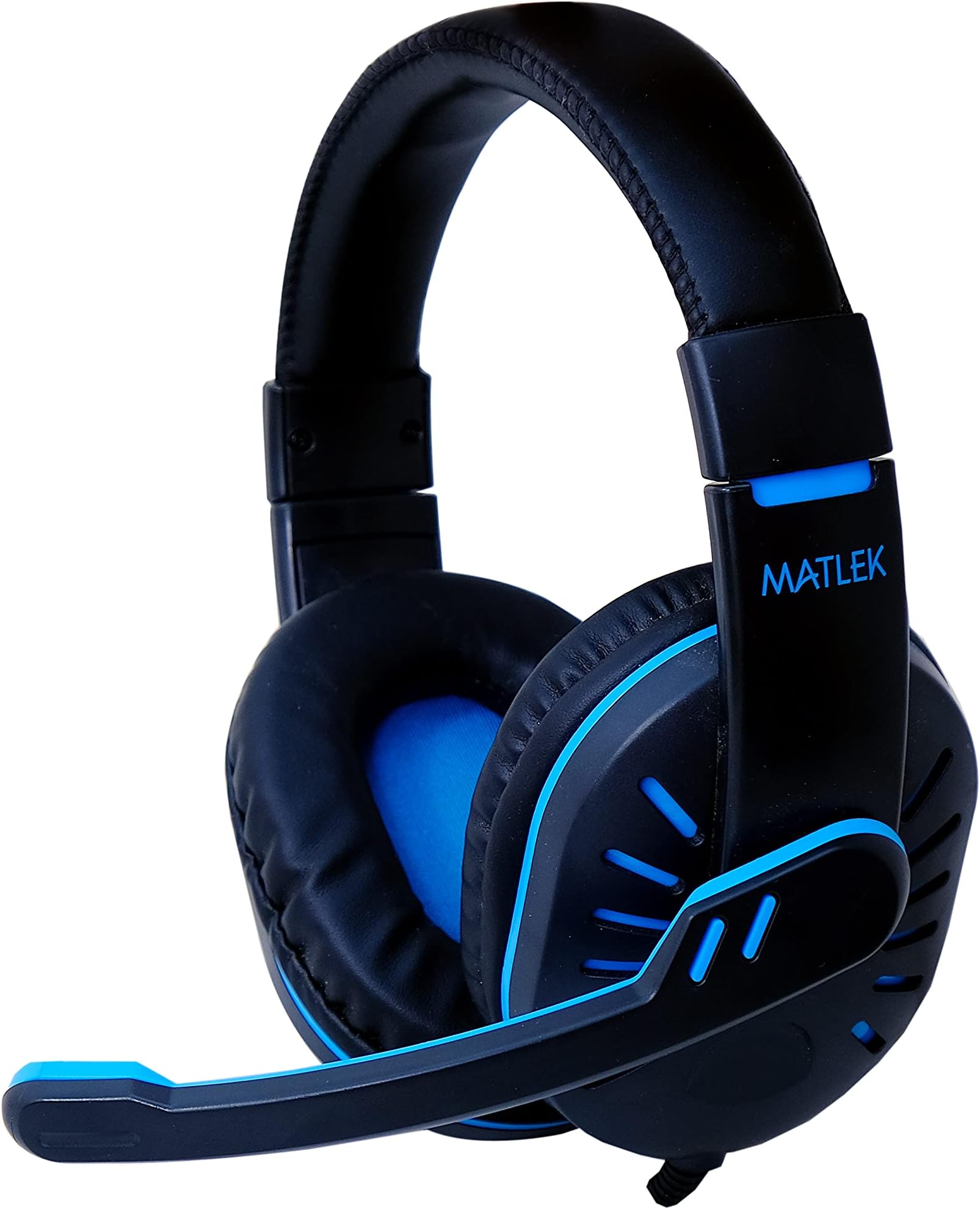 Matlek Gaming Over Ear Headphones with Adjustable Mic | Works with All The Mobile Phones | Surround Sound, Deep Bass, Blue