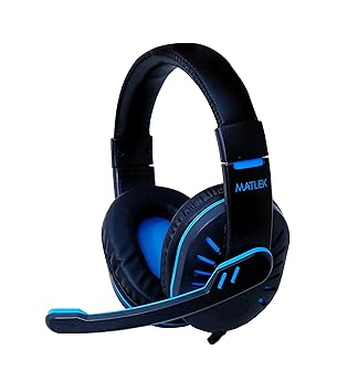 Matlek Gaming Headphones with Adjustable Mic | Surround Sound | Deep Bass | Works with All Mobile Phones, PS5, PS4, Xbox One | Blue