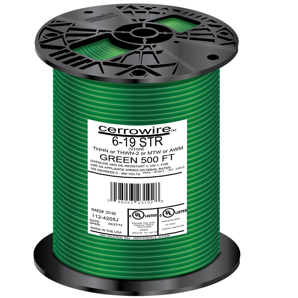 112-4205J 500-Feet 6 Stranded THHN, Green