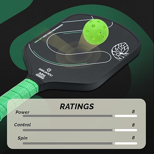 Miniatura 8 de Pala de pickleball T700 de fibra de carbono cruda, raquetas de pickleball con núcleo de panal de abeja de 0.63 pulgadas, equipo de control y