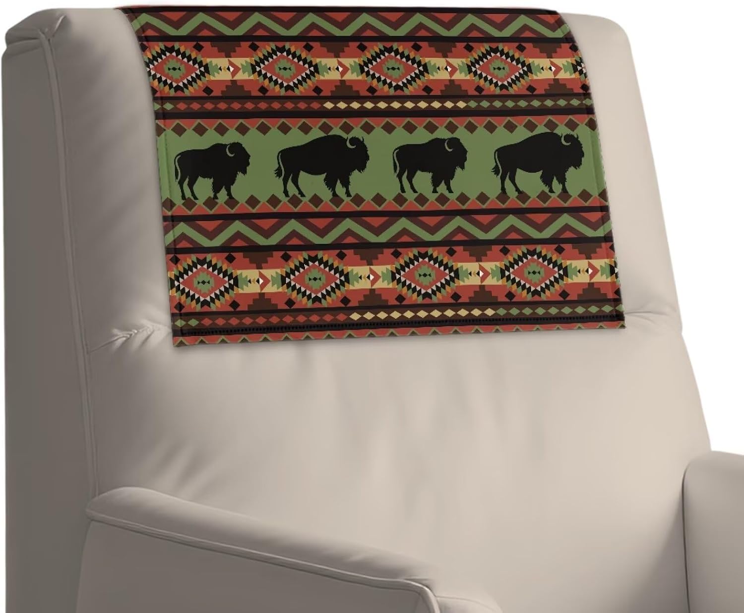 Chair Headrest Cover Cow Western Aztec Faux Leather Headrest Cover for Recliner Chair Waterproof Couch Covers for Chairs Furniture Sofa Protector Set of 2