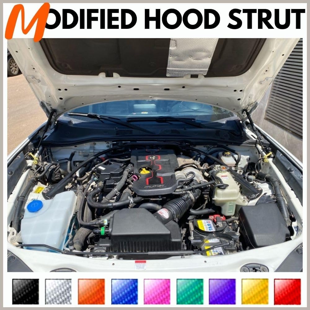 Carbon Fiber Hood Struts Compatible with Fiat 124 Spider Abarth 2015-2019 Lift Supports Gas Springs Dampers Bonnet Shock Kit No-Drill Bolt-on
