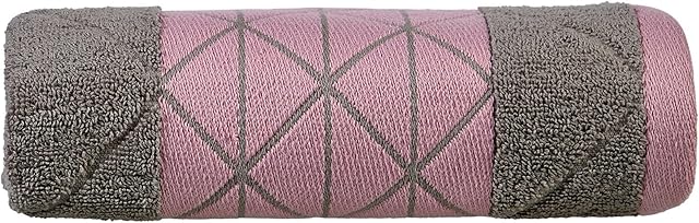 Olivia Rocco Towels Inca Super Soft Cotton Towel Luxury Diamond Jacquard Hand Bath Sheet Bathroom Hotel Collection, Hand Towel Grey/Pink