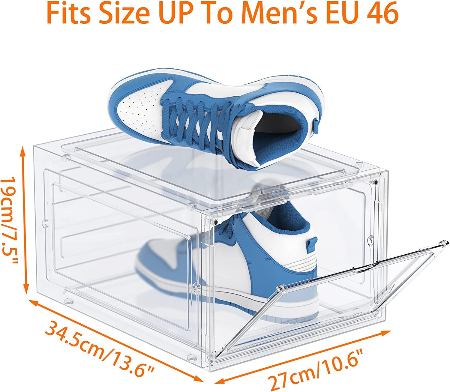 HOMIDEC Scatole per scarpe, 12 pezzi, scatole portaoggetti per scarpe impilabili in plastica trasparente, contenitori per organizer per scarpe con coperchi per donne e uomini