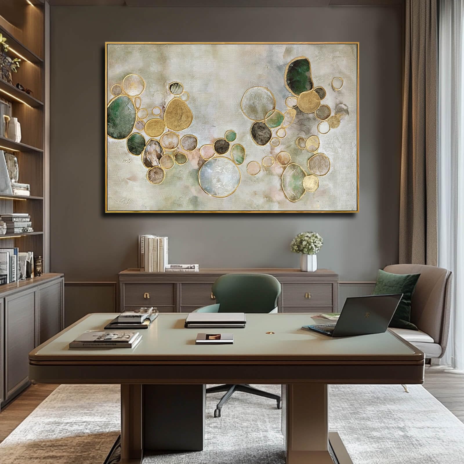 Gold Line Abstract Wall Art - Large Canvas Decor -4