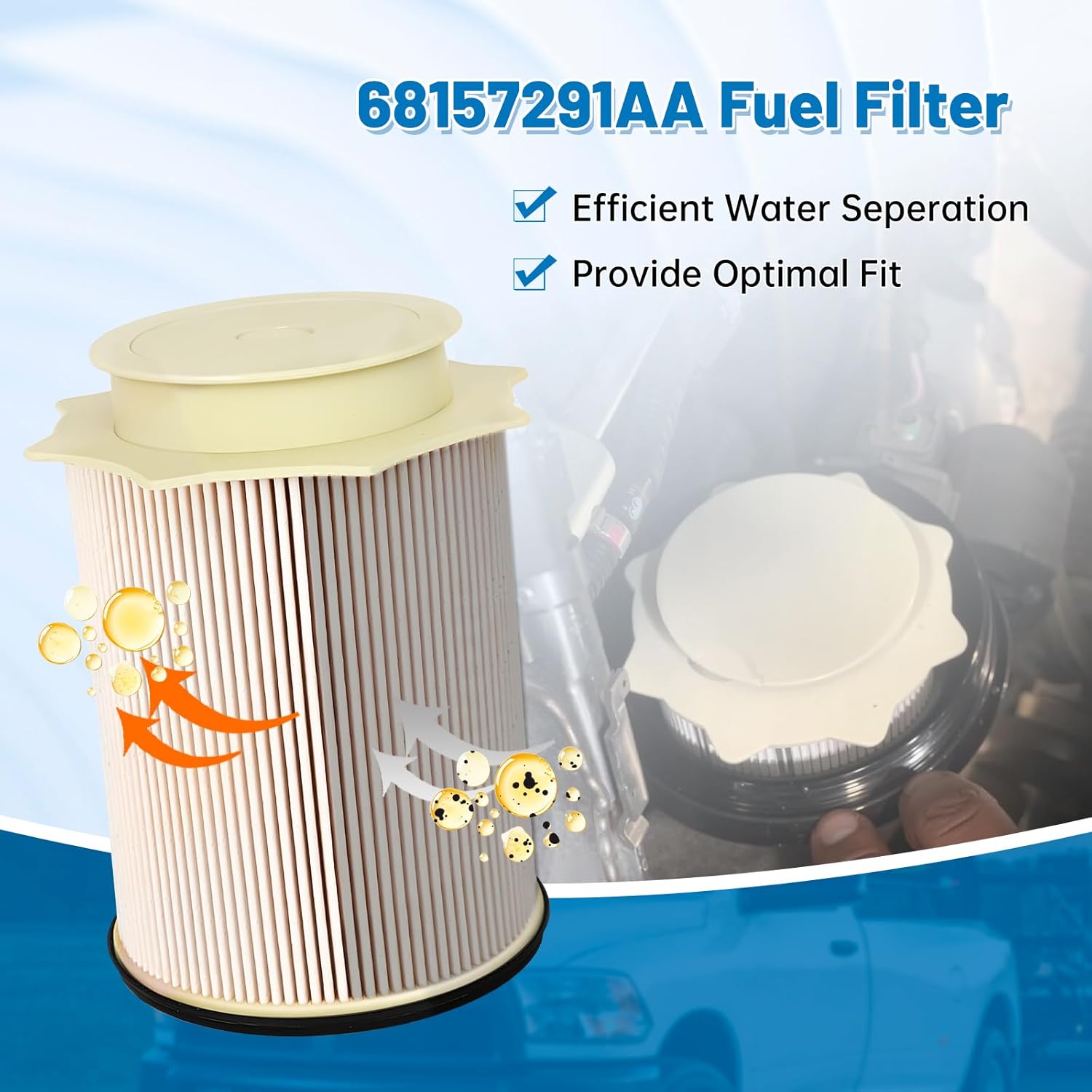 6.7L Fuel Filter Water Separator Kit, Replaces# 68197867AA & 68157291AA, Compatible with Dodge Ram (2013-2018) 2500/3500/4500/5500