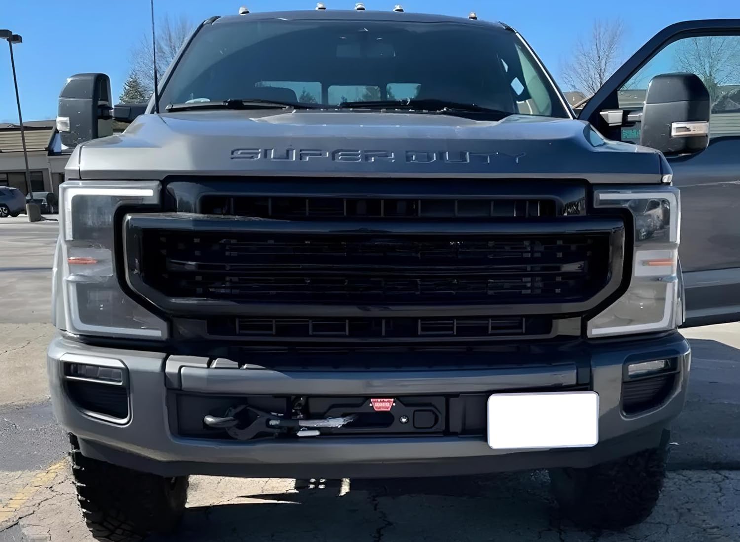 iJDMTOY Front Tow Hook Fit License Plate Relocation Mount, Compatible with Ford F250 F350 F450 (Most Generations)