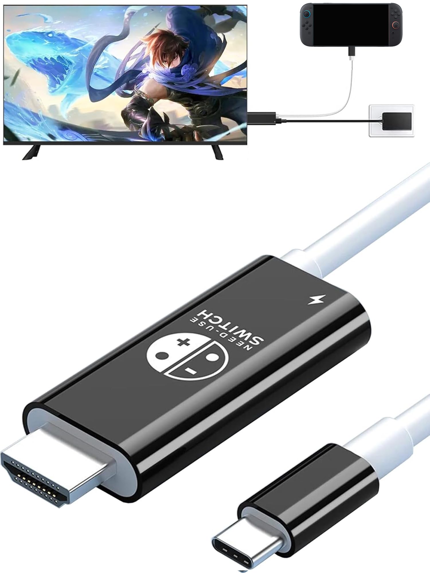 Switch ドック Switch 直接にTV出力 Switch交換ケーブル スイッチ ドック HDMI ケーブル 3in1（HDMI/Type-C/PD100W充電)【ドック不要/テレビ出力/解像度4K@30Hz】スイッチ Switch OLED ノートパソコン タブレット その他各種機器対応 持ち運び便利 (2.0M）Switch Liteの互換性がない、Youtubeはサポートされていない