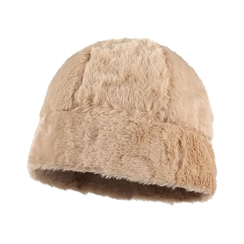 LABANCA Furry Fur Skull Cap Fuzzy Fluffy Beanie Hats Thick Fleece Lined Winter Cap Warm Cuffed Beanies for Women and Men