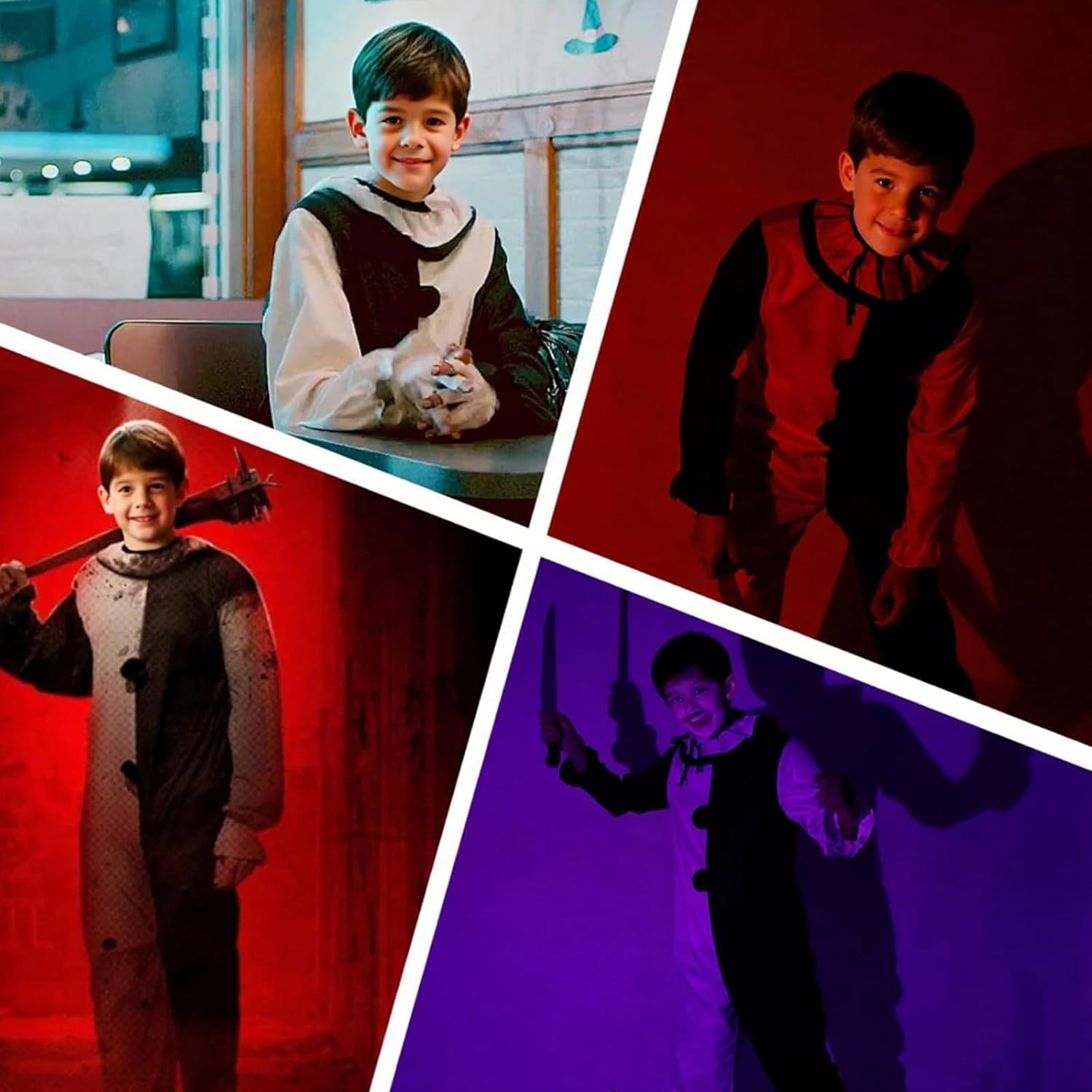 Terrifying Art Clown Costume Kids Horror Killer Clown Costume with Mask Scary Halloween Cosplay Outfits - Image 6