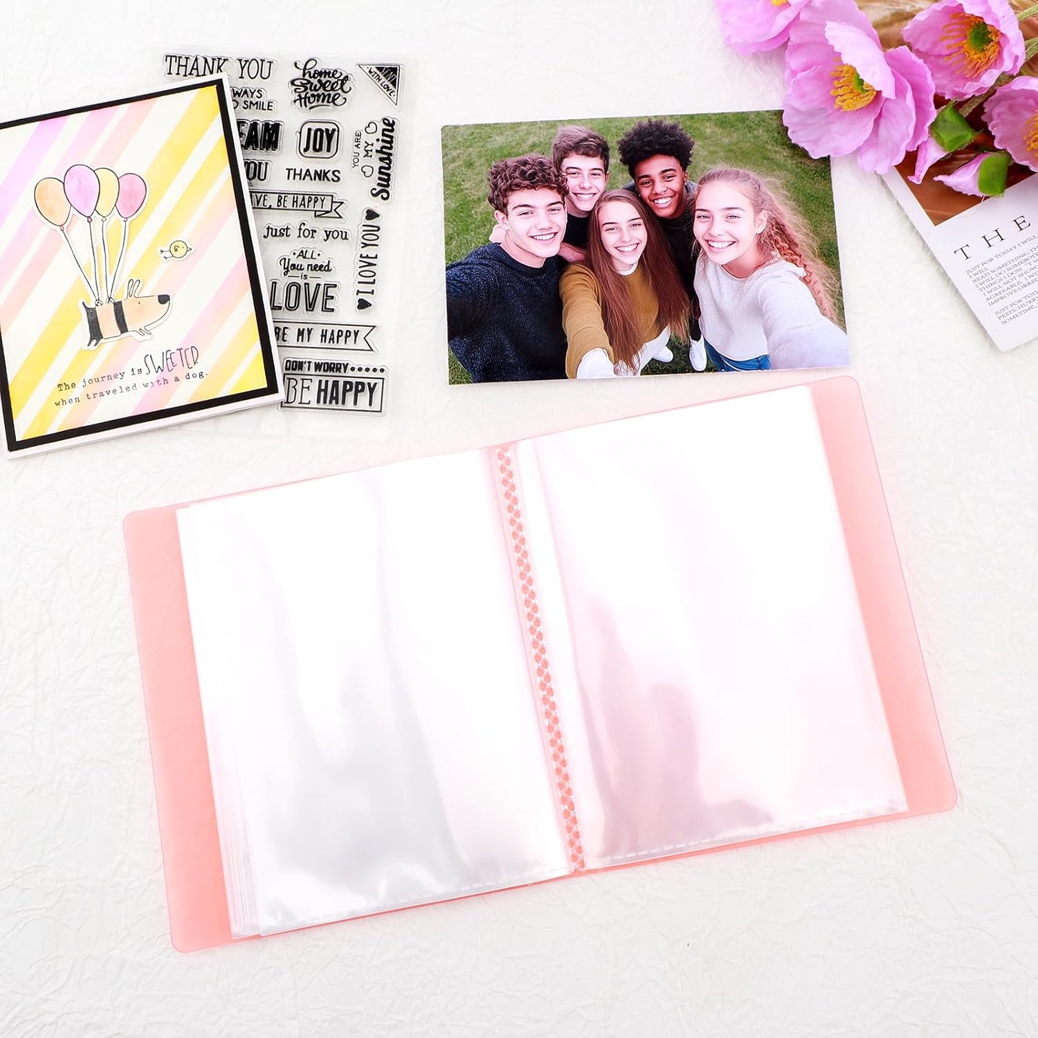 Briartw A6 Sticker & Photo Storage Album with 40 Pages,PP Material, Clear Inner Pockets, Compact & Lightweight for Postcards,Stamps,Cutting Dies Organization（Orange）